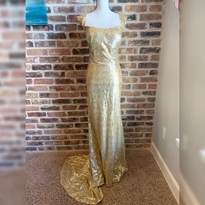 Womens Off Shoulder Sequin Evening Dress Long Gown